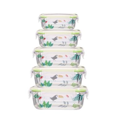 China Microwavable Airtight Food Bowl High Borosilicate Glass Food Containers Glass Food Storage for sale