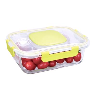 China Freshness Preservation Vacuum Glass Containers With Lids / Stackable Glass Food Storage Containers / Glass Lunch Box for sale