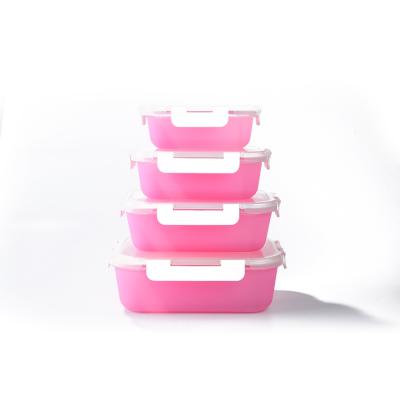 China Freshness Preservation Heat Resistant Glass Lunch Container With Silicone Coating Exterior for sale