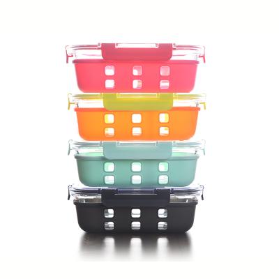 China Silicone Microwavable Protective Food Bowl Borosilicate Glass Food Container Set for sale