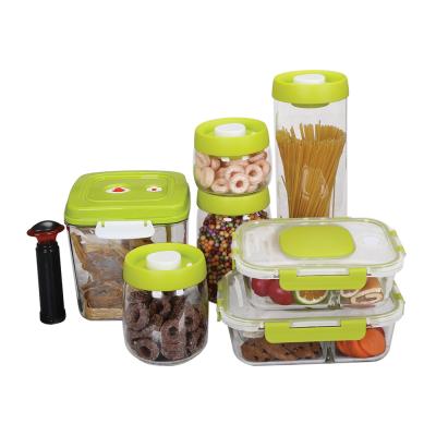 China Freshness Keeping High Capacity 35.3OZ and 51.5OZ Borosilicate Glass Food Container With Vacuum Lid for sale