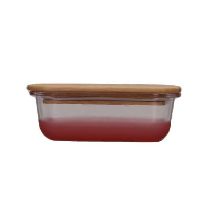 China Freshness Preservation Spray Colored Silicone Glass Food Container With Bamboo Lid for sale