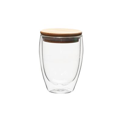 China Borosilicate Glass Mug Cup Double Wall Viable Tea Glass Coffee Cup Without Bamboo Lid for sale