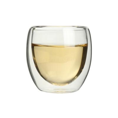 China Durable Heat Resistant Double Wall Borosilicate Glass Tea Mug Wine Glass Cup Espresso Glass Mugs for sale