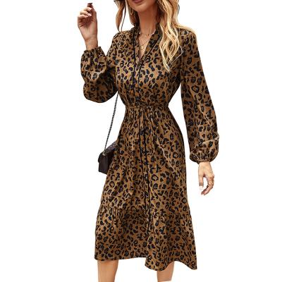 China Anti-allergy spring leopard print skirt party dress one-piece maxiskit dress 2022 for sale