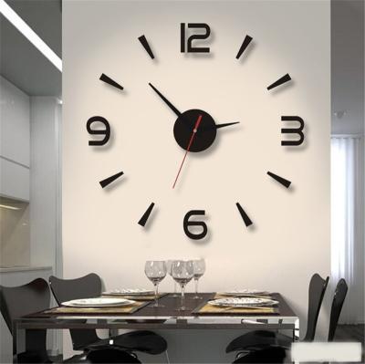 China LUMINOVA Diy Giant Frameless 3D Wall Clock With Mirror Effect Sticker Numbers Decorative Art Mute Non Ticking Quartz Wall Clocks Kit for sale