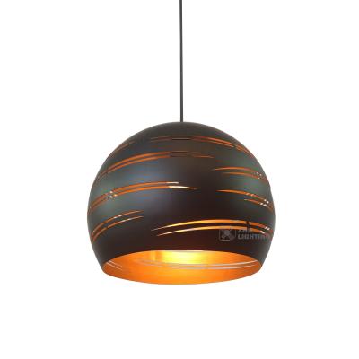 China Modern vintage E27 factory kitchen desk diy round metal contemporary single ball matte black hanging pendant light for sale