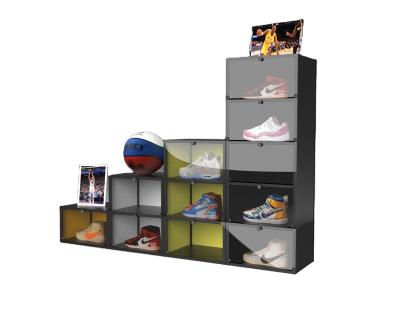 China (Size)Adjustable Hot Selling Black Shoes Rack Box Metal Shoe Rack Storage With Acrylic Clear Partition for sale