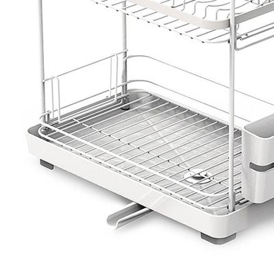 China Sustainable 2 Tiers Dish Rack Metal Storage Drying Shelf Bowl Dish Organizer Kitchen Drainer Rack for sale