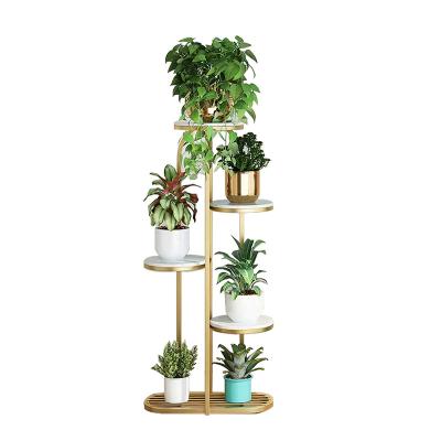 China Modern Round Gold Floor Display Plant Indoor Flower Pot Rack For Garden for sale