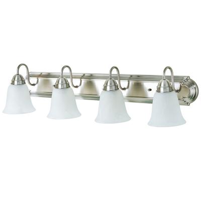 China Contemporary ETL Listed 4 Light Vanity Lamp Opalescent Glass Shade Brushed Nickel E26 Vanity Fixture for sale