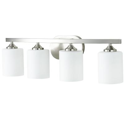 China Delity Contemporary Bathroom Vanity Light, 4 Light Brushed Nickel Wall Sconce Lighting with White Glass Shades, UL Listed for sale