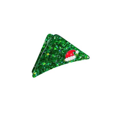 China Hair accessories Christmas 2022 new glitter acrylic hairpin Santa hair accessories Sweet temperament shark clip for sale