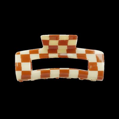 China Hair decoration BOFEIYA Acrylic Custom Logo Non Slip Hair Accessories Big Large Chessboard Hair Claw Clip For Women for sale