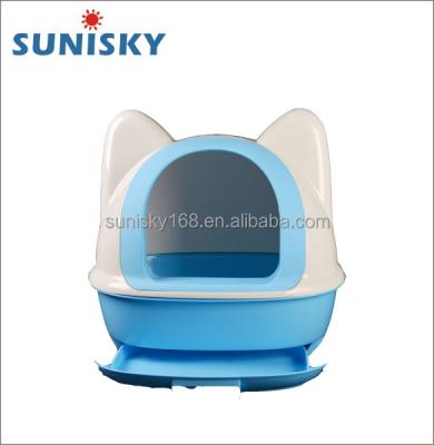 China Sustainable Cat Shaped Plastic Cat Litter Box Indoor Training Toilet With Drawer For Cats for sale