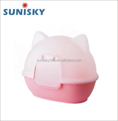 China Sustainable Plastic Pet Care Products Cat Toilet Cat Litter Box With Door for sale