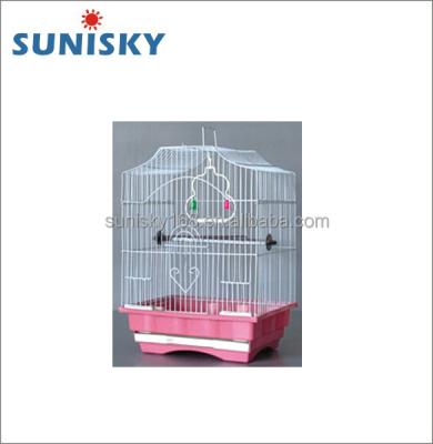 China Sustainable Small Colorful Hanging Wire Mesh Birdcage With Perch For Canary And Parrot for sale