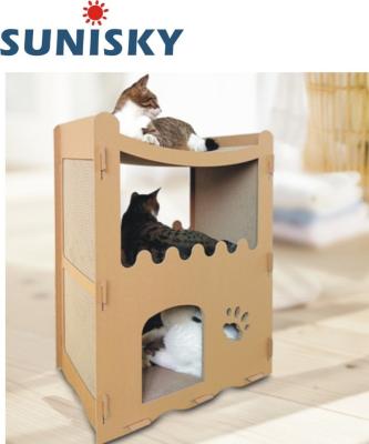 China Sustainable Cardboard Cat Tree / CP-252 Whole Natural Climbing Tower Scratch House / Cat Tree for sale