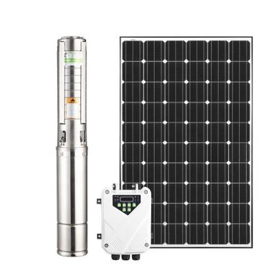 China Full Set Agriculture Borehole DC Solar Pump With SS Impeller Solar Water Pump System for sale