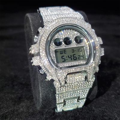 China Day/Date Fully Iced Out Diamond Digital Watch Stainless Steel Men's Watches Luxury Fashion Zircon Wristwatches for sale