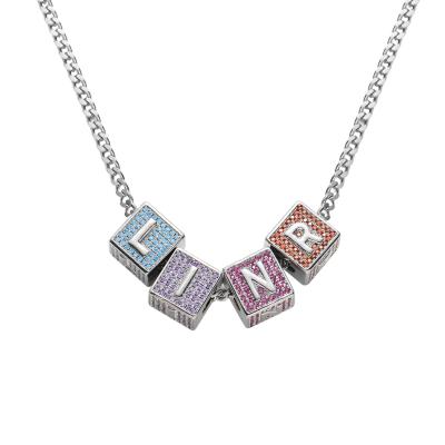 China Punk Dice Letter Four-Sided Alphabet Hip Hop 26 Pendant Necklace Zircon Ice Out Trend Jewelry DIY for sale