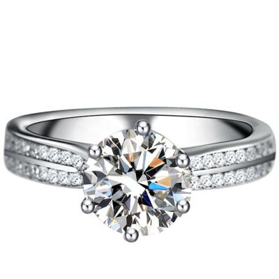 China Cheap Imitation Diamond Wedding Ring Silver Hiphop Bling 925 Jewelry Rings For Women Birthday Gift for sale