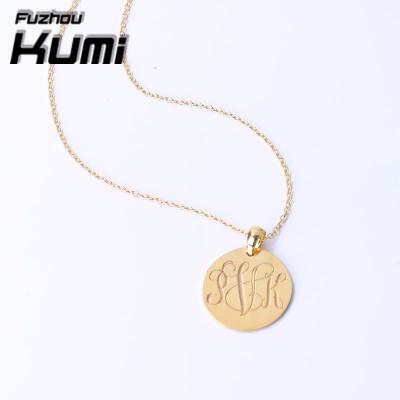 China Casual Gold Charm Necklace Engraved Monogram Letters Custom Mongram Jewelry for sale