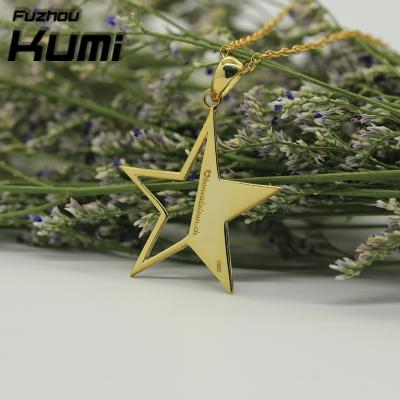 China sterling silver gold Lucky Star Necklace Custom Company Logo Brand Engraved Jewelry Wholesale 925 jewelry for sale