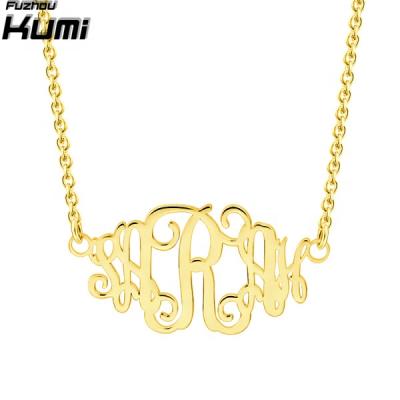 China Wholesale Monogram Necklace New Fashion Customized Personalized Silver Gold Monogram Nameplate Letter Necklace for sale