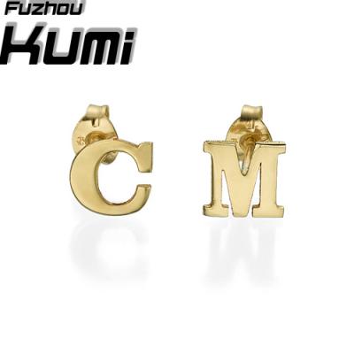 China Casual/Sporty Gold Stud Initial Earrings 26 Alphabet Initial Letter Hanging Earrings for sale