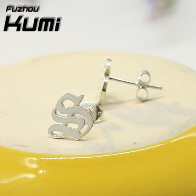 China High Quality Earring Stud Style 1 Old English Initial Letter Design Personalized 925 Sterling Silver Jewelry for sale