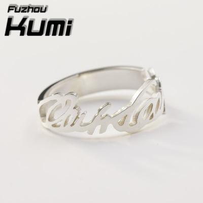 China High Quality 925 Sterling Silver Classic Nameplate Ring Personalized Letter Jewelry for Unisex for sale