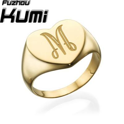 China Custom Seal Ring 18K Gold Plated Silver Custom Engraved Letter 925 Seal Ring For Men for sale