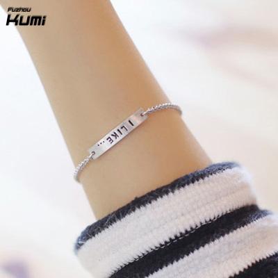 China Silver Lady Jewelry Women Thin 925 Sterling Silver Chain Engrave Bangle Fashion Bracelet for sale