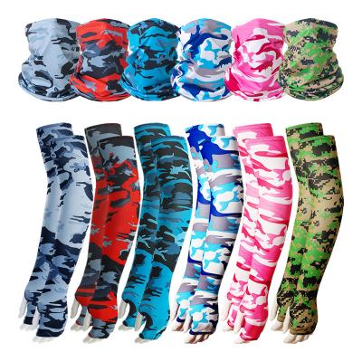 China Skin Friendly Sunscreen Outdoor Sports Cycling Equipment Sleeve Sunscreen Headband Bandana Print Bandanas Sleeve Set for sale