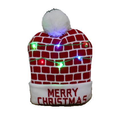 China COMMON Christmas decorations knitted Santa Hats hats LED Claus hats&3ply colorful light color knitted high-grade cotton maskss set for sale