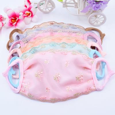 China New Korean Ear-hook Lace Embroidered Chiffon FACEmask Dust And Sunscreen Face Recycling Screen Striping Cotton Facemask Fashion Face Cover for sale