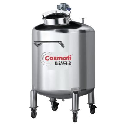 China COSMATI Stainless Steel High Capacity Cosmetic Chemical Cream Perfume Mixing Storage Tank With Pneumatic Mixer for sale