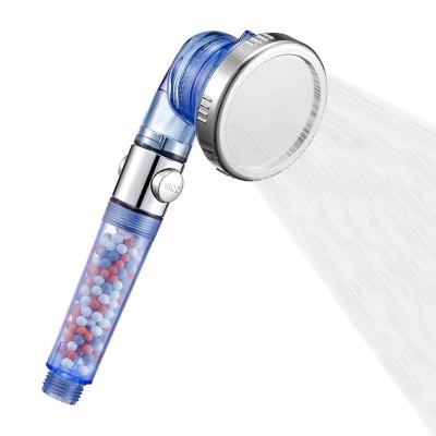 China Without Diverter Blue Ionic 4 Spray On And Off High Pressure Water Hand Shower Head for sale