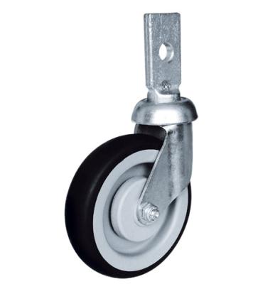 China 5inch TPR Pneumatic Shopping Trolley Caster Shopping Cart Caster With Square Flat Stem Plate Caster Wheel for sale