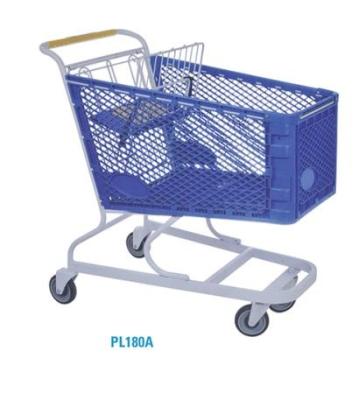 China Unfolding PL180A Reusable Eco Friendly Cheap All Plastic Supermarket Shopping Trolley Easily And Safely Your Groceries From Your Trolley for sale