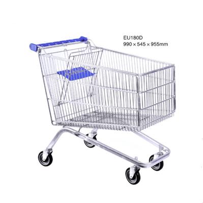 China Unfolding Good Quality Large Capacity Retail Metal Hand Push Trolley for sale