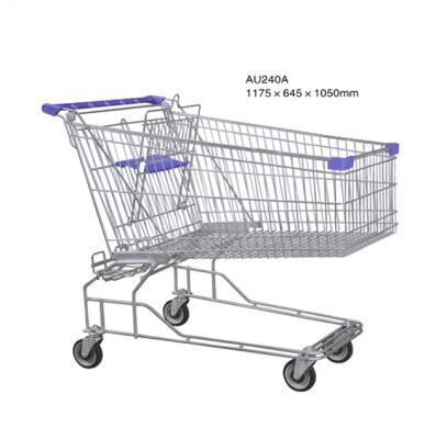 China Unfolding Supermarket 240L Shopping Trolley Hand Push Trolley for sale