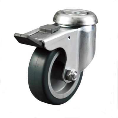 China 75mm Pneumatic Swivel Hollow Kingpin Caster Wheel With Total Brake for sale