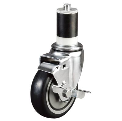 China China Manufacturer 100mm Low Noise Swivel Expanding Adapter Stem PU Locking Caster Wheel for sale