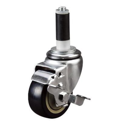 China Low Noise Factory 3 Inch Plastic Expanding Swivel Adapter PU Caster Wheel With Brake for sale