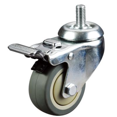 China Factory 75mm Low Noise Industrial Swivel Threaded Stem Locking TPR Caster Wheel for sale