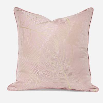 China Customized Nondisposable New Light Pink Square Pillow Sofa Living Room Sofa Room Cushion Chinese Luxury Geometric Pattern Soft Pink Square Pillow for sale