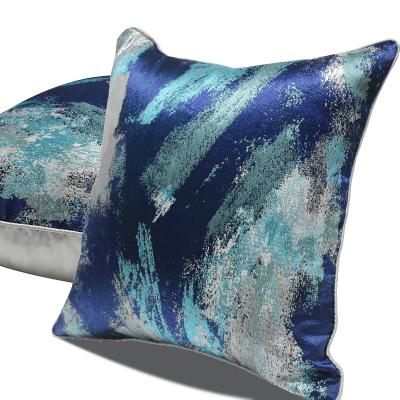 China Nondisposable Modern Classic Blue-Green Living Room Cushion Pattern Abstract Art Decoration Soft Pillow Cover for sale