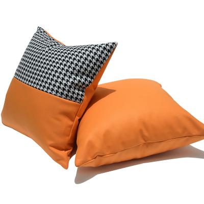 China New Designer Modern Orange Nondisposable Double Sided Chinese Soft Pillowcase Square Pillowcase 45*45 Decoration for sale